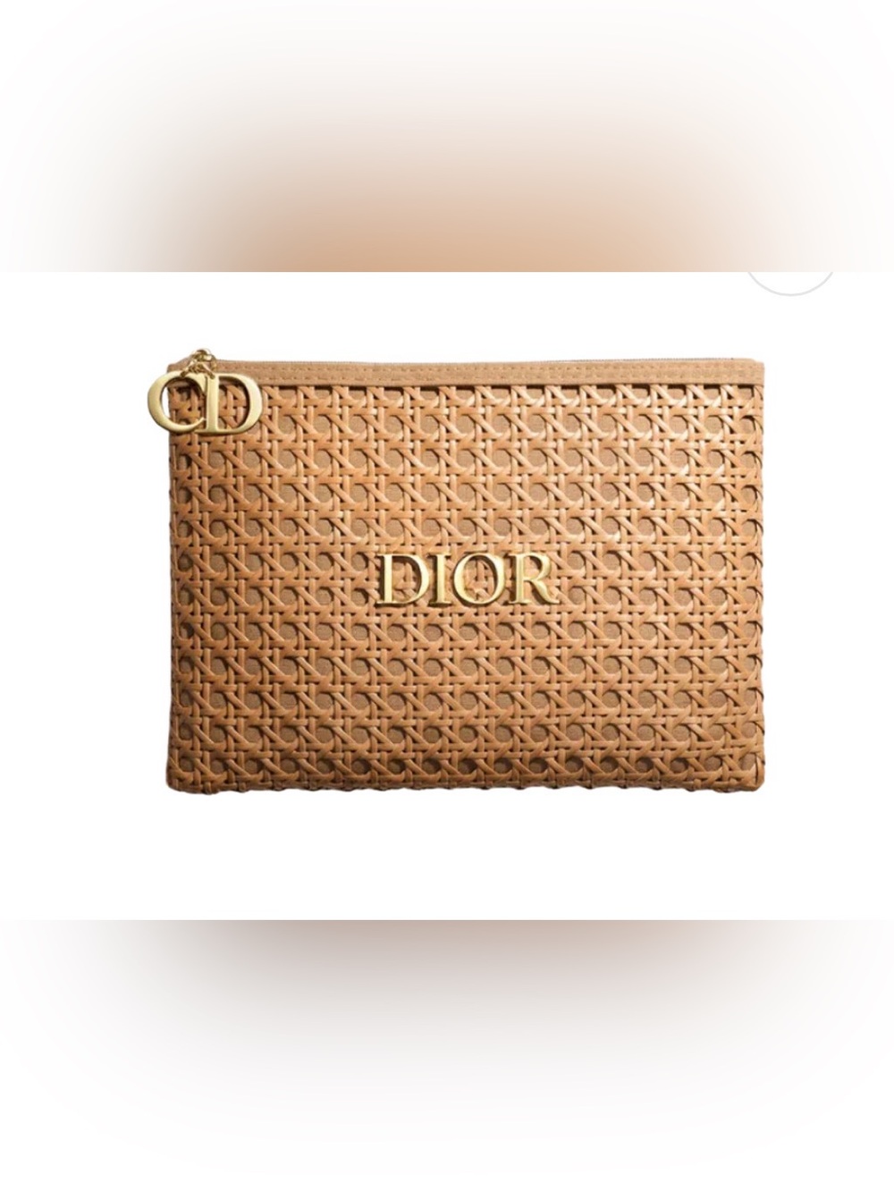 GWP for Dior solar Tan Woven Leather Pouch with Gold Logo - Picture 7 of 8